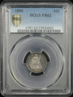 Obverse of this 1890 Liberty Seated Dime PCGS PR-62