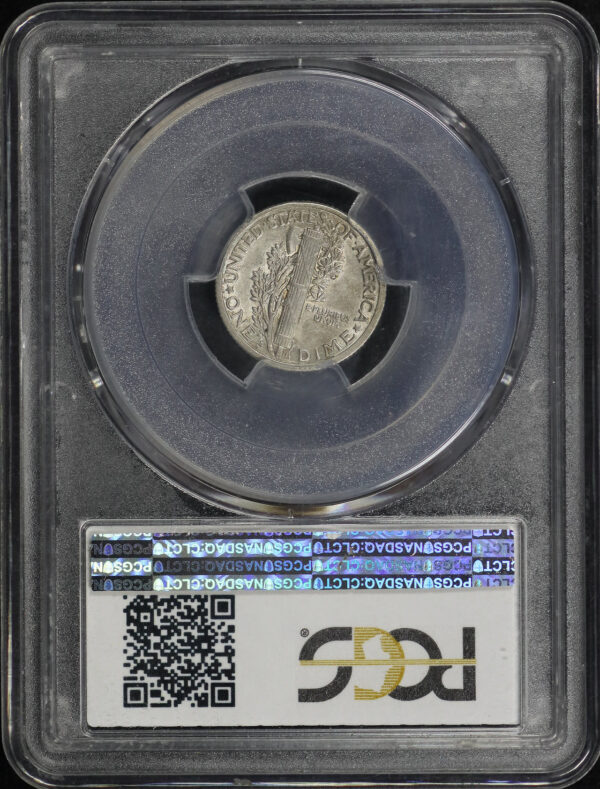 Reverse of this 1916-D Mercury Dime PCGS AU-50