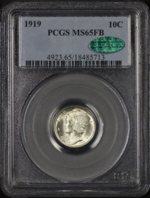 Obverse of this 1919 Mercury Dime PCGS MS-65 FB CAC