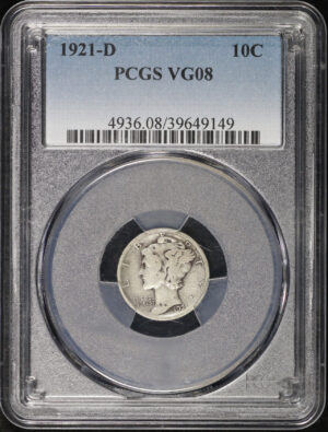 Obverse of this 1921-D Mercury Dime PCGS VG-08