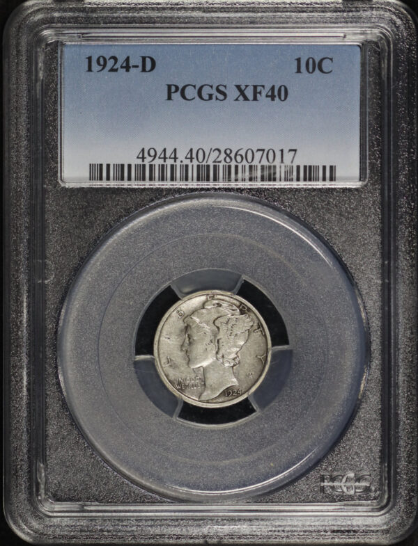 Obverse of this 1924-D Mercury Dime PCGS XF-40