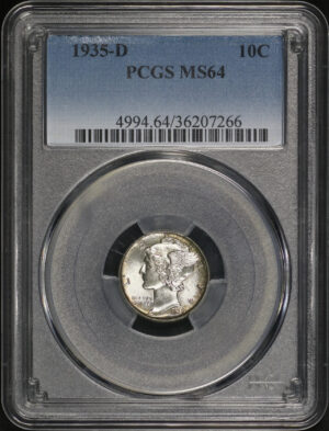 Obverse of this 1935-D Mercury Dime PCGS MS-64
