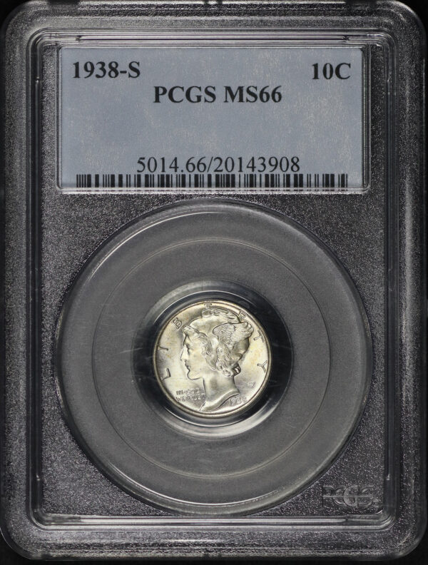 Obverse of this 1938-S Mercury Dime PCGS MS-66
