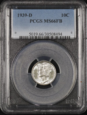 Obverse of this 1939-D Mercury Dime PCGS MS-66 FB