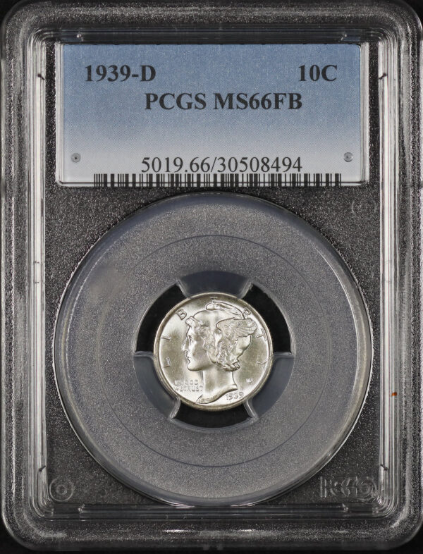 Obverse of this 1939-D Mercury Dime PCGS MS-66 FB