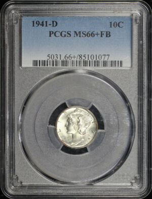 Obverse of this 1941-D Mercury Dime PCGS MS-66+ FB