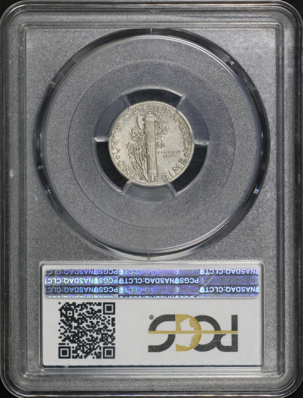 Reverse of this 1942/1-D Mercury Dime PCGS XF-45