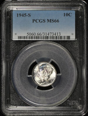 Obverse of this 1945-S Mercury Dime PCGS MS-66
