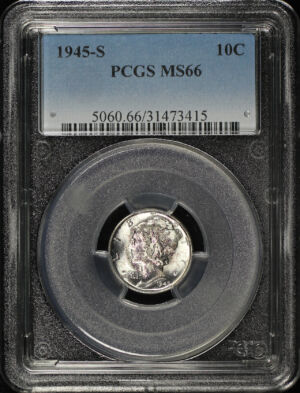 Obverse of this 1945-S Mercury Dime PCGS MS-66