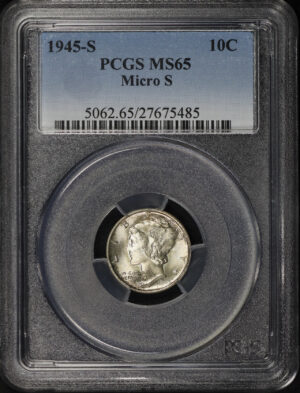 Obverse of this 1945-S Mercury Dime Micro S PCGS MS-65