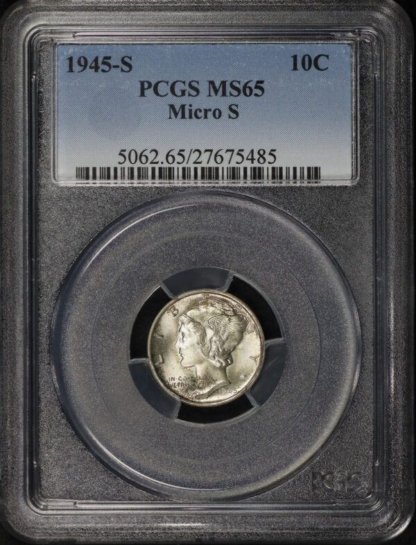 Obverse of this 1945-S Mercury Dime Micro S PCGS MS-65
