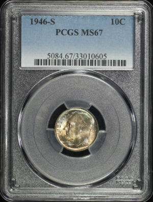 Obverse of this 1946-S Roosevelt Dime PCGS MS-67