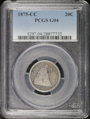 Obverse of this 1875-CC Twenty Cent PCGS G-04