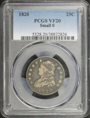 Obverse of this 1820 Capped Bust Quarter Small 0 PCGS VF-20