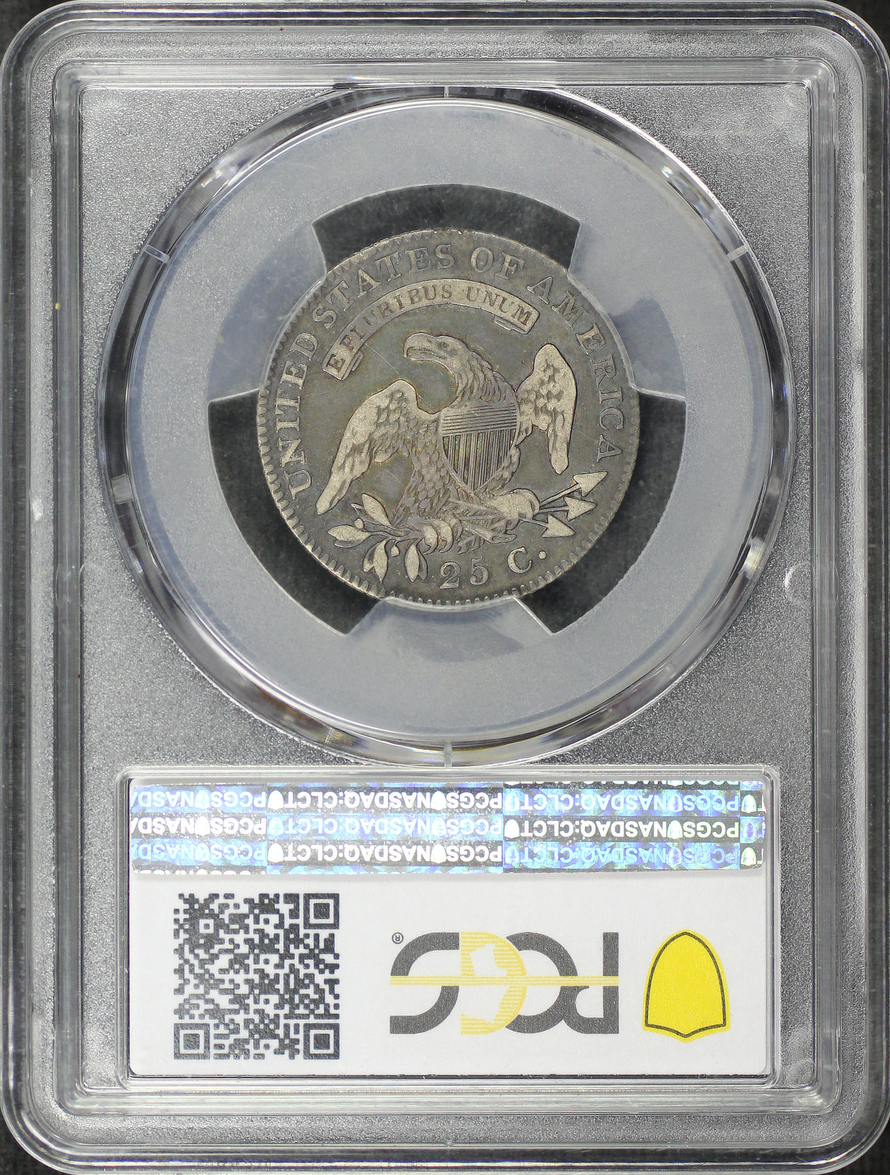 Reverse of this 1820 Capped Bust Quarter Small 0 PCGS VF-20