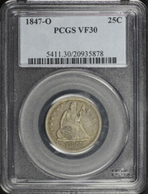 Obverse of this 1847-O Liberty Seated Quarter PCGS VF-30
