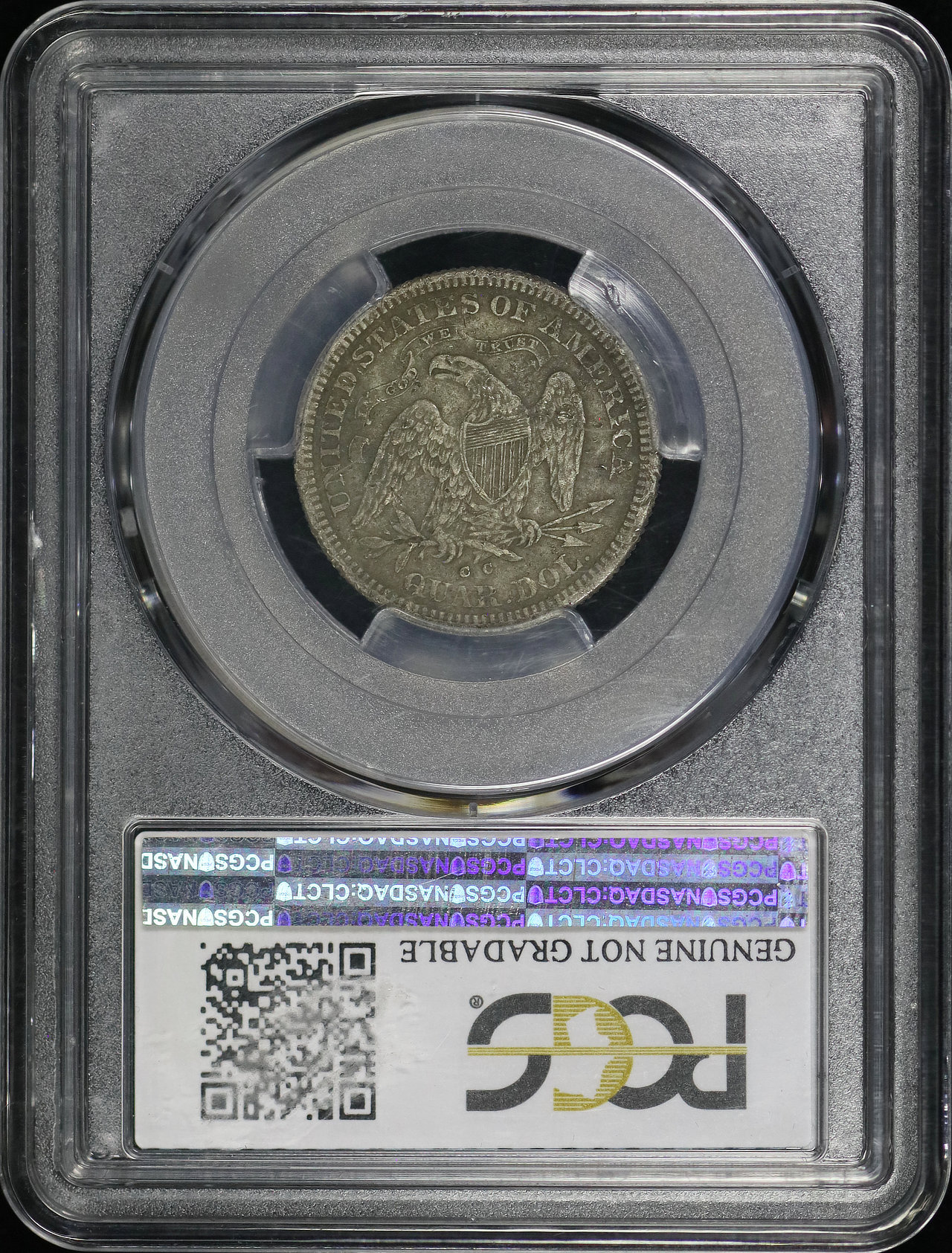 Reverse of this 1871-CC Liberty Seated Quarter PCGS VF Details Damaged