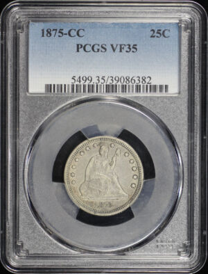 Obverse of this 1875-CC Liberty Seated Quarter PCGS VF-35