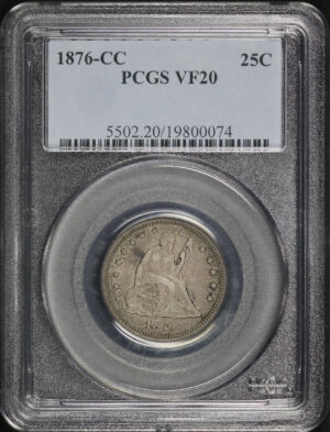 Obverse of this 1876-CC Liberty Seated Quarter PCGS VF-20