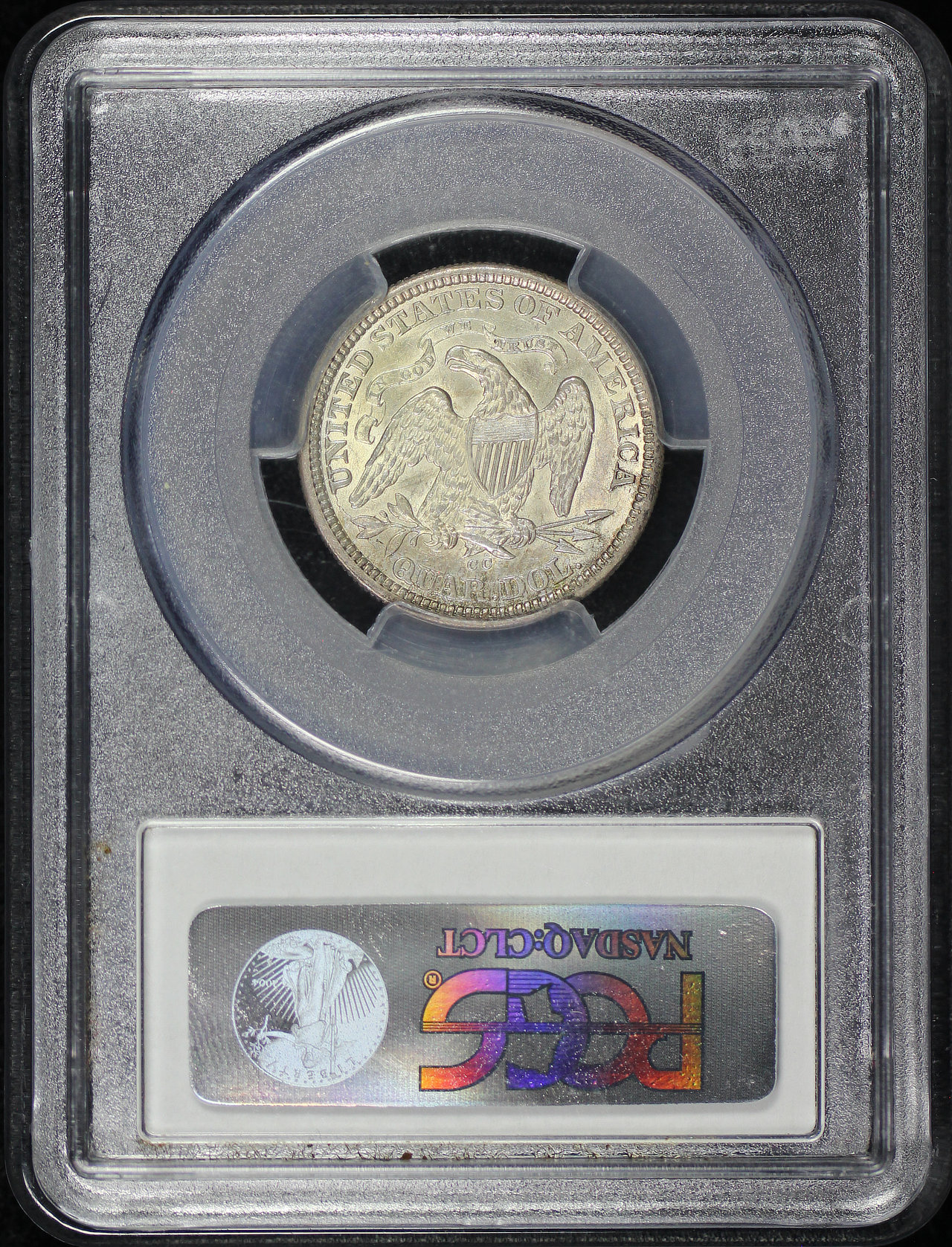 Reverse of this 1876-CC Liberty Seated Quarter PCGS AU-55