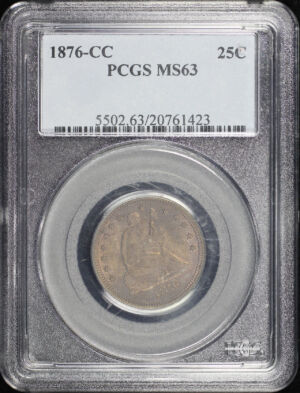 Obverse of this 1876-CC Liberty Seated Quarter PCGS MS-63