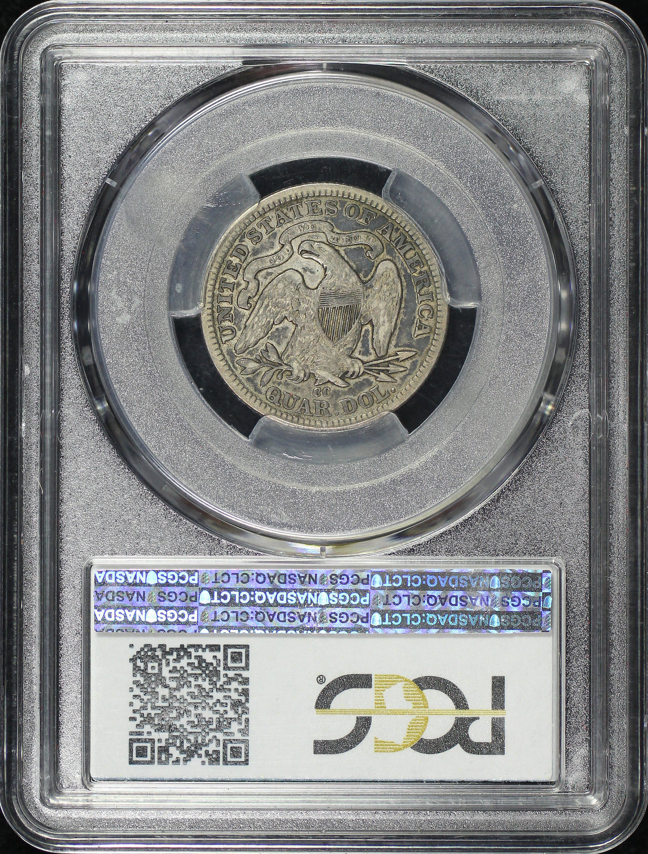 Reverse of this 1877-CC Liberty Seated Quarter PCGS VF-30