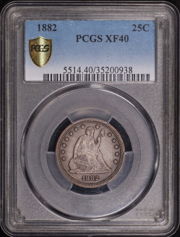 Obverse of this 1882 Liberty Seated Quarter PCGS XF-40