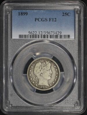 Obverse of this 1899 Barber Quarter PCGS F-12