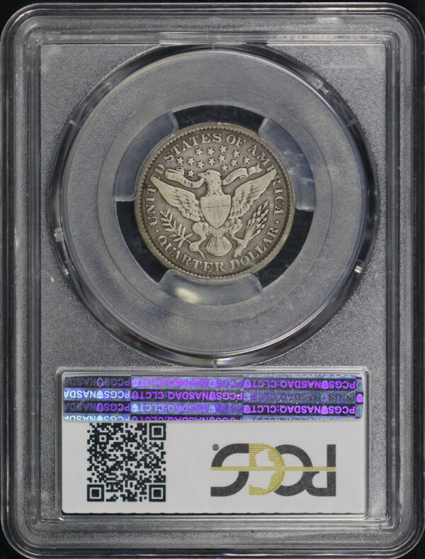 Reverse of this 1899 Barber Quarter PCGS F-12