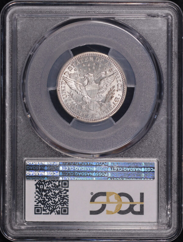 Reverse of this 1908-S Barber Quarter PCGS AU-58 CAC