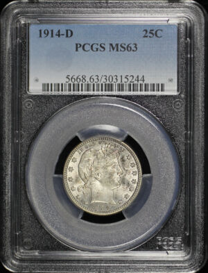 Obverse of this 1914-D Barber Quarter PCGS MS-63