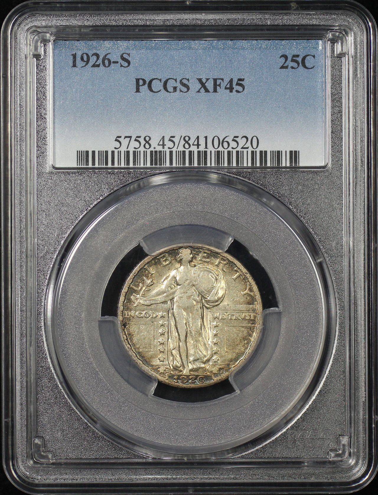 Obverse of this 1926-S Standing Liberty Quarter PCGS XF-45