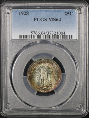 Obverse of this 1928 Standing Liberty Quarter PCGS MS-64 Concentric Toning