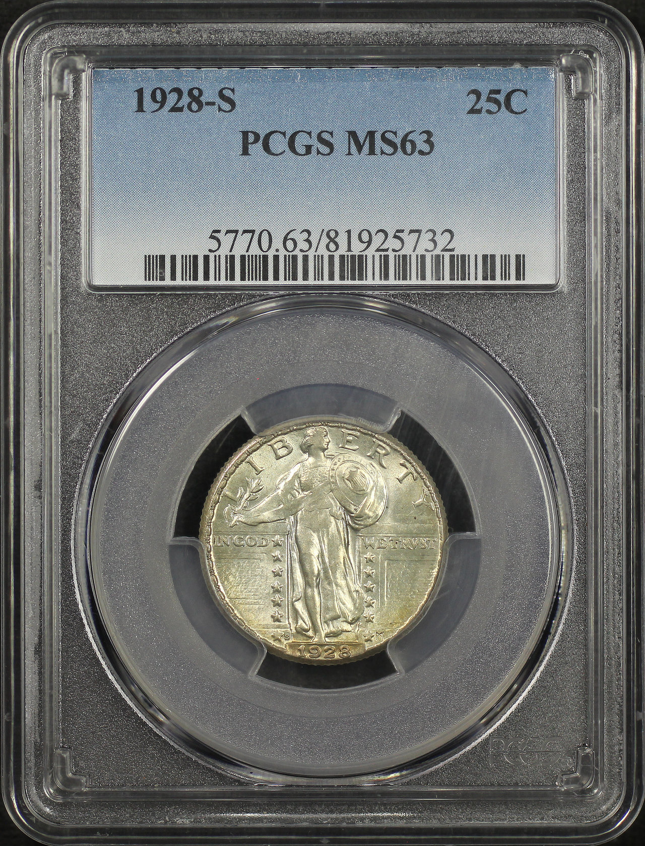 Obverse of this 1928-S Standing Liberty Quarter PCGS MS-63