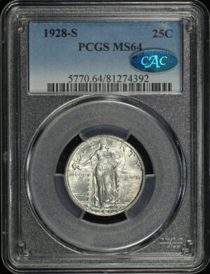 Obverse of this 1928-S Standing Liberty Quarter PCGS MS-64 CAC
