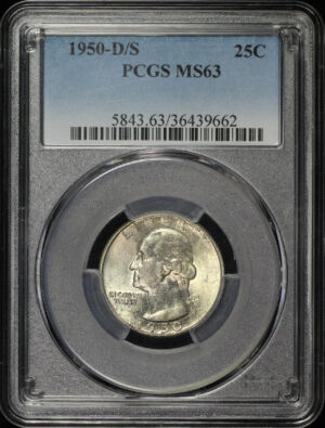 Obverse of this 1950-D/S Washington Quarter PCGS MS-63