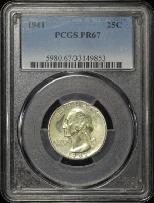 Obverse of this 1941 Washington Quarter PCGS PR-67