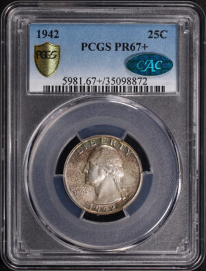 Obverse of this 1942 Washington Quarter PCGS PR-67+ CAC