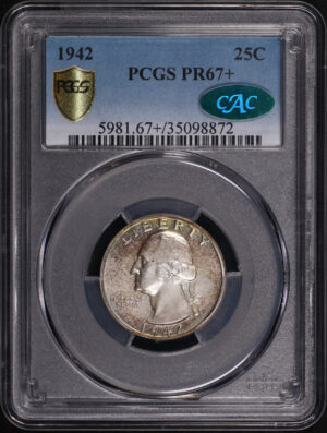 Obverse of this 1942 Washington Quarter PCGS PR-67+ CAC