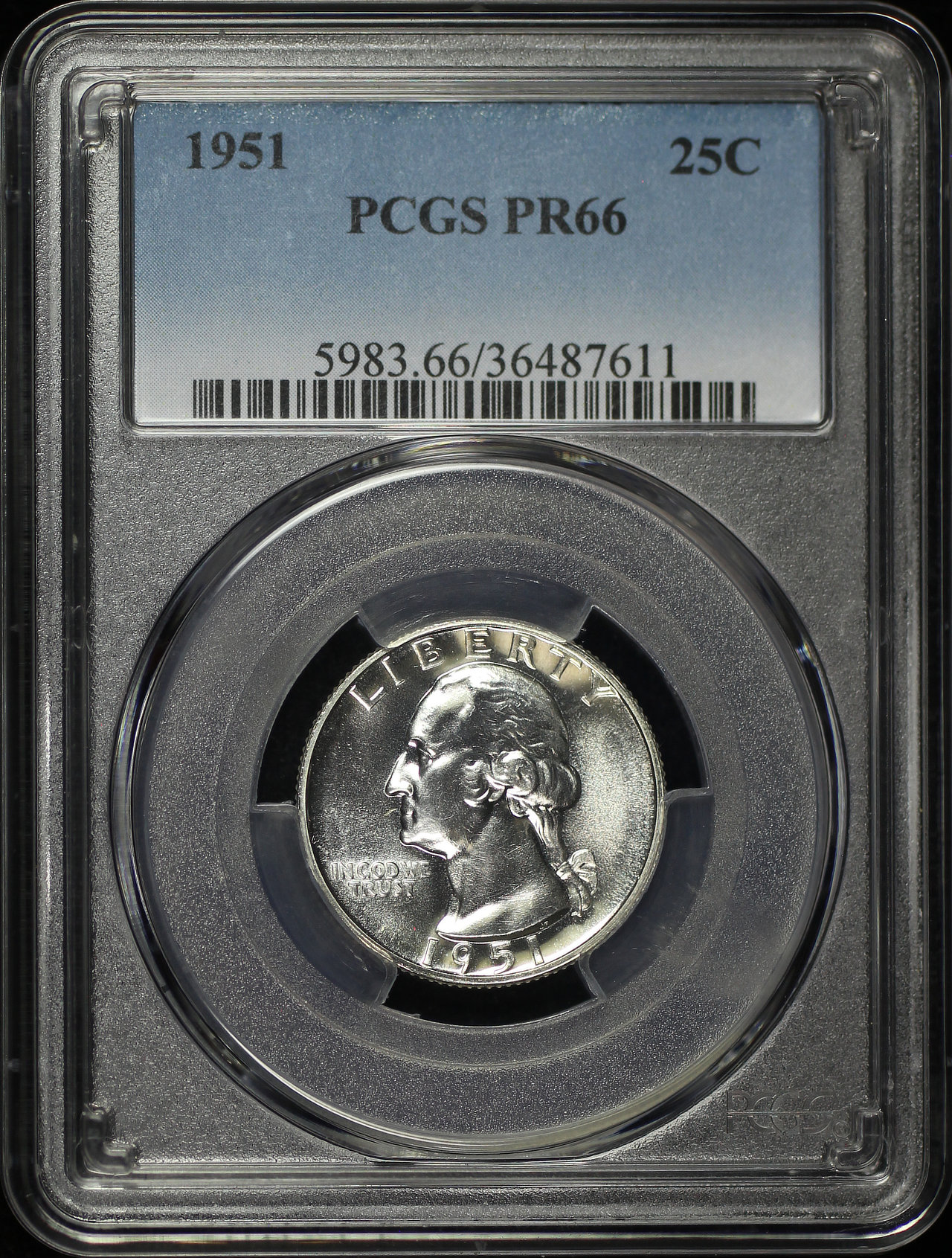 Obverse of this 1951 Washington Quarter PCGS PR-66
