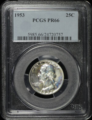 Obverse of this 1953 Washington Quarter PCGS PR-66