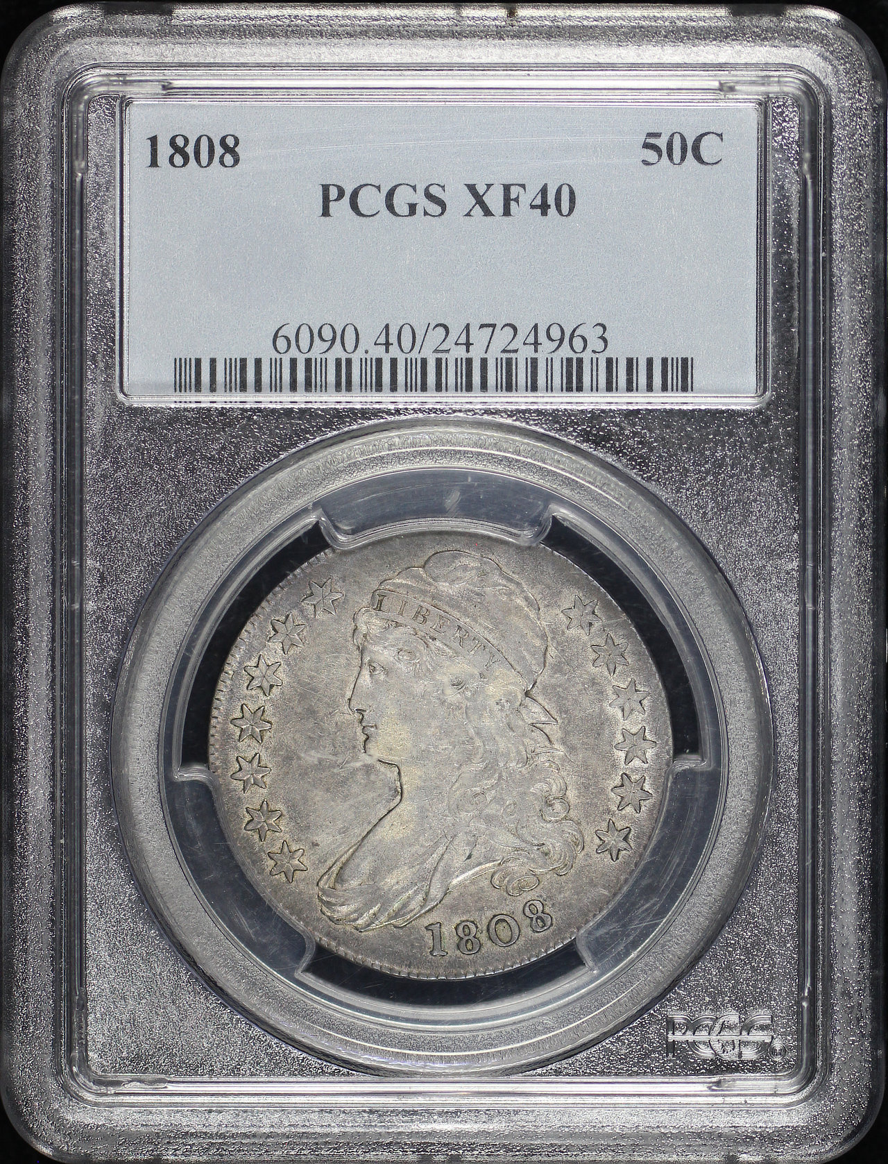 Obverse of this 1808 Capped Bust Half Dollar PCGS XF-40