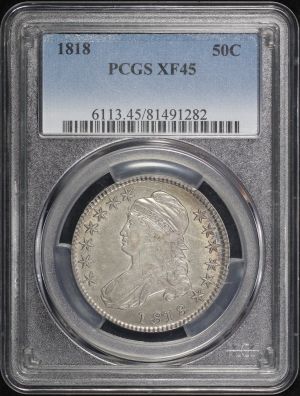 Obverse of this 1818 Capped Bust Half Dollar PCGS XF-45
