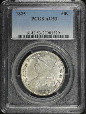 Obverse of this 1825 Capped Bust Half Dollar PCGS AU-53