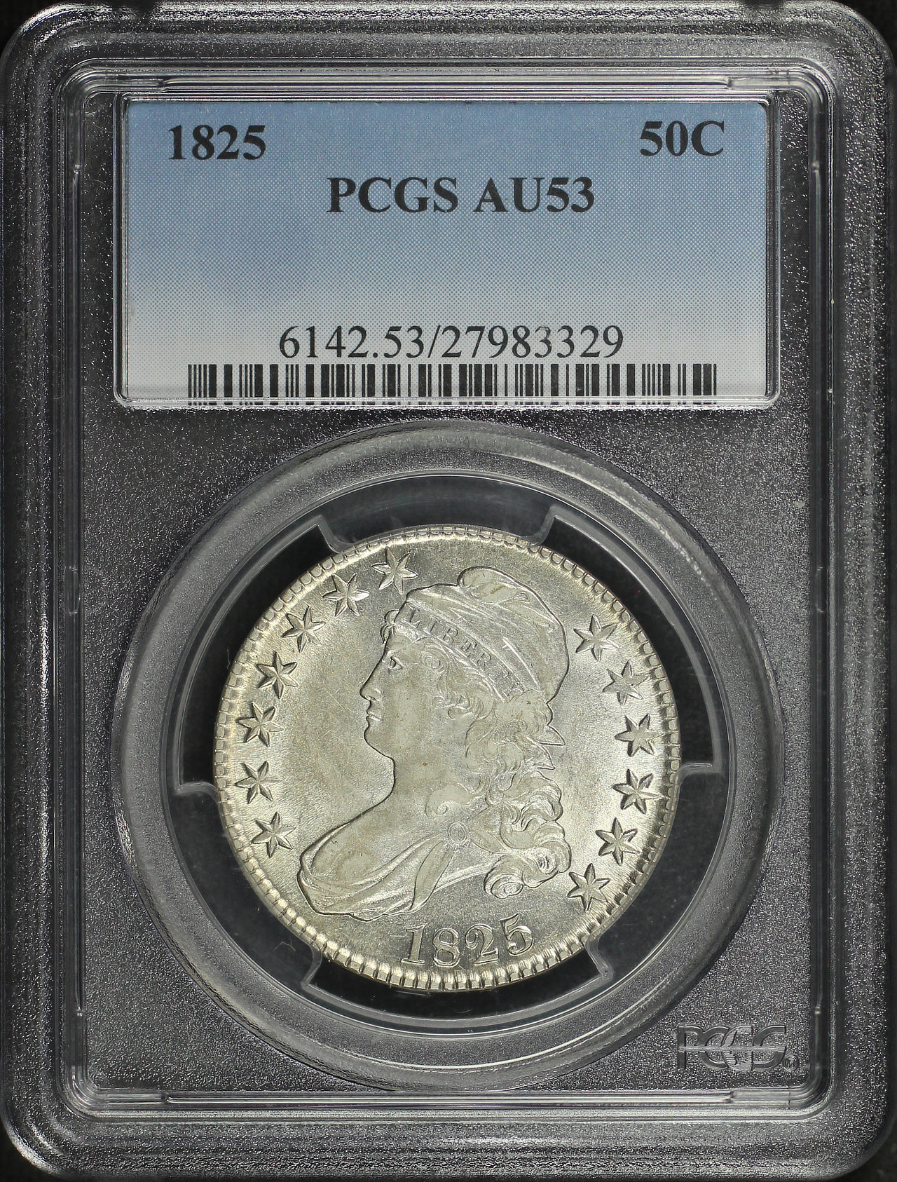 Obverse of this 1825 Capped Bust Half Dollar PCGS AU-53