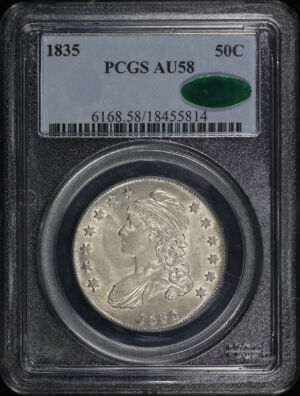 Obverse of this 1835 Capped Bust Half Dollar PCGS AU-58 CAC