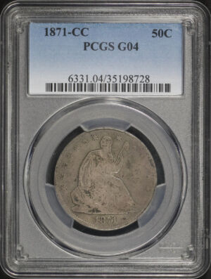 Obverse of this 1871-CC Liberty Seated Half Dollar PCGS G-04
