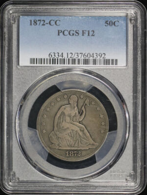 Obverse of this 1872-CC Liberty Seated Half Dollar PCGS F-12