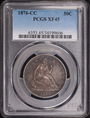 Obverse of this 1876-CC Liberty Seated Half Dollar PCGS XF-45