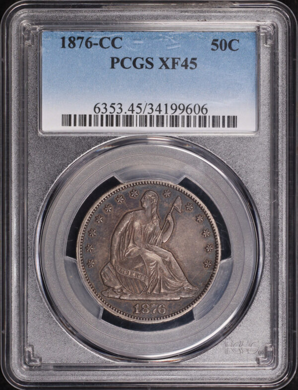 Obverse of this 1876-CC Liberty Seated Half Dollar PCGS XF-45
